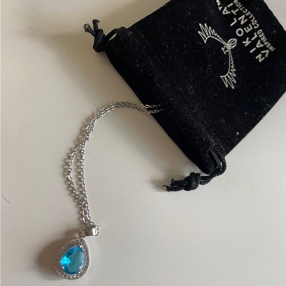 Nicola Valenti Jewelry - White gold plated Aquamarine Pear Cut Necklace